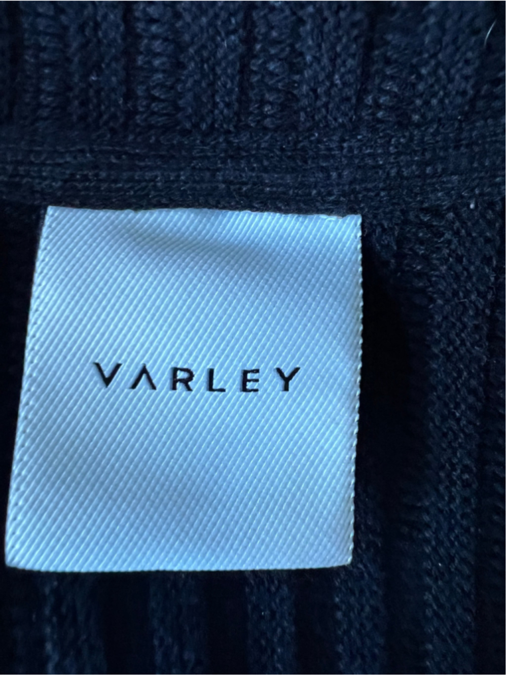 Varley Black Ribbed Knit Zip-Up Cardigan with Drawstring Waist, Size M - Picture 7 of 8